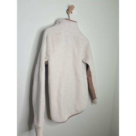 Abercrombie & Fitch Faux Leather Quilted Asymmetrical Snap Fleece Pullover Small - Picture 6 of 7